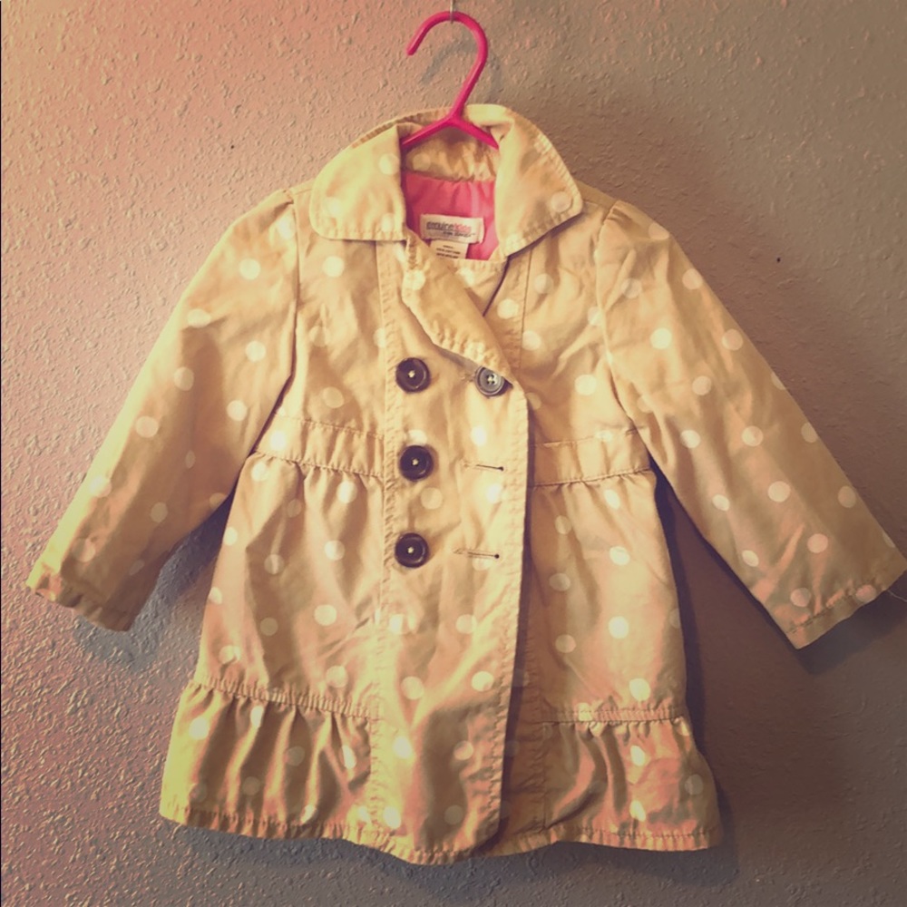 Light cream and white polka dot jacket for fall